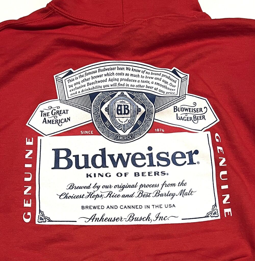 Budweiser Beer Hoodie Sweatshirt Womens Mens Size S UNISEX Classic Logo SMALL